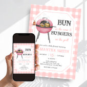 Pink Burger BBQ Baby Shower Kaart
