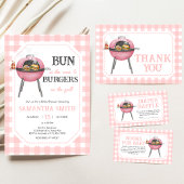 Pink Burger BBQ Baby Shower Kaart