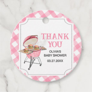Pink Burger BBQ Baby shower Rond Bedankjes Labels