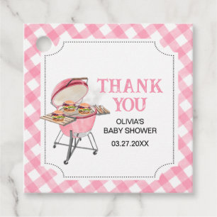 Pink Burger BBQ Baby shower Square Bedankjes Labels