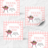 Pink Burger BBQ Baby Shower Vierkante Sticker
