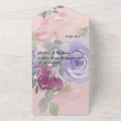 Pink Burgundy and Blue Waterverf Floral All In One Uitnodiging (Buitenkant)