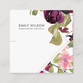 PINK BURGUNDY BLUSH FLORAL BRACELET DISPLAY KAART VIERKANTE VISITEKAARTJE