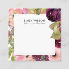 PINK BURGUNDY BLUSH FLORAL BRACELET DISPLAY KAART VIERKANTE VISITEKAARTJE