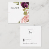 PINK BURGUNDY BLUSH FLORAL BRACELET DISPLAY KAART VIERKANTE VISITEKAARTJE (Voorkant / Achterkant)