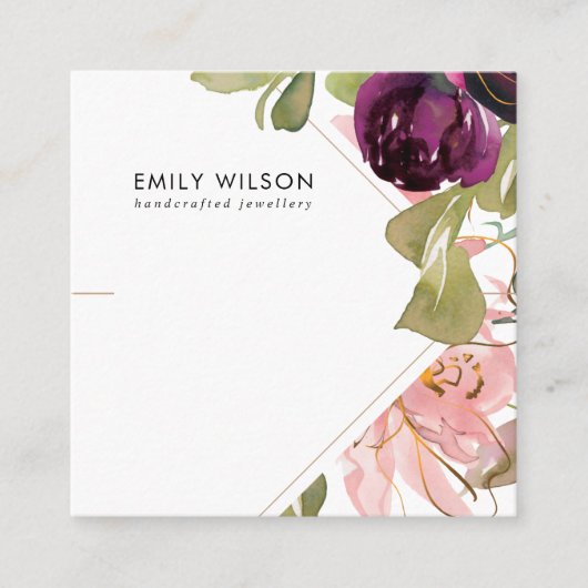 PINK BURGUNDY BLUSH FLORAL BRACELET DISPLAY KAART VIERKANTE VISITEKAARTJE (Voorkant)
