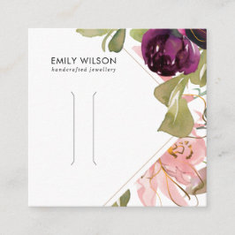 PINK BURGUNDY BLUSH FLORAL HAIR CLIP DISPLAY CARD VIERKANTE VISITEKAARTJE