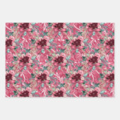PINK BURGUNDY CHRISTMAS WATERVERF FLOWERS INPAKPAPIER VEL (Voorkant 2)