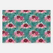 PINK BURGUNDY CHRISTMAS WATERVERF FLOWERS INPAKPAPIER VEL (Voorkant 2)