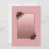 Pink Burgundy Floral Frame wedding Kaart (Achterkant)