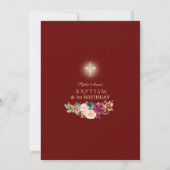 Pink Burgundy Floral Girl 1st Birthday & Baptisme Kaart (Achterkant)