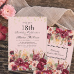 Pink Burgundy Floral Gold Glitter 18th Birthday Kaart<br><div class="desc">Elegant roze en Bourgogne waterverf floral and greenery 18e verjaardagsfeestje met goudglitter. Neem contact met mij op voor hulp bij aanpassingen of om aanvullende Zazzle-producten aan te vragen of te coördineren voor uw viering.</div>