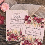 Pink Burgundy Floral Gold Glitter 90th Birthday Kaart<br><div class="desc">Elegant roze en Bourgogne waterverf floral and greenery 90th verjaardagsfeest met gouden glitter. Neem contact met mij op voor hulp bij aanpassingen of om aanvullende Zazzle-producten aan te vragen of te coördineren voor uw viering.</div>