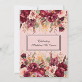 Pink Burgundy Floral Gold Glitter 90th Birthday Kaart (Achterkant)