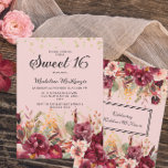 Pink Burgundy Floral Gold Glitter Sweet 16 Kaart<br><div class="desc">Elegant roze en Bourgogne waterverf floral and greenery Sweet 16 verjaardagsfeestdag met gouden glitter. Neem contact met mij op voor hulp bij aanpassingen of om aanvullende Zazzle-producten aan te vragen of te coördineren voor uw viering.</div>