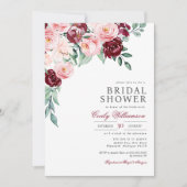 Pink Burgundy Floral Greenery Vrijgezellenfeest Kaart (Voorkant)