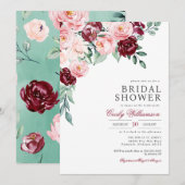 Pink Burgundy Floral Greenery Vrijgezellenfeest Kaart (Voorkant / Achterkant)