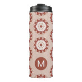 Pink Burgundy Floral Mandala Pattern Monogram Thermosbeker (Voorkant)