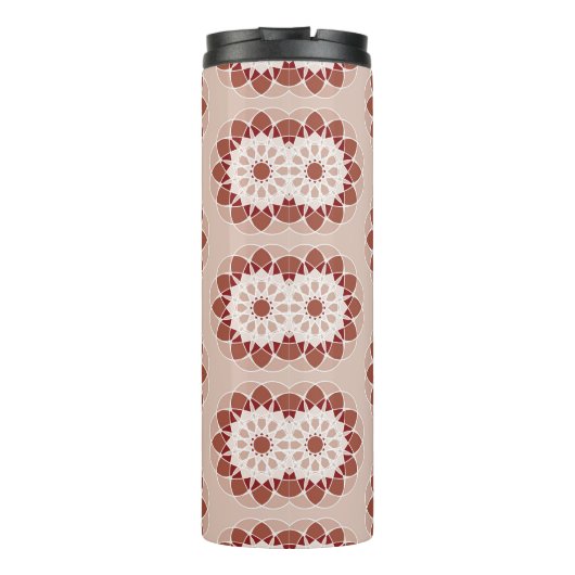 Pink Burgundy Floral Mandala Pattern Monogram Thermosbeker (Achterkant)
