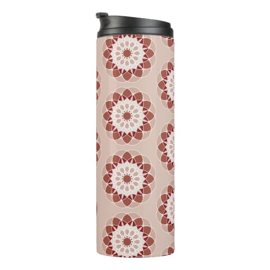 Pink Burgundy Floral Mandala Pattern Monogram Thermosbeker (Geroteerd rechts)