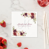 Pink Burgundy Floral Monogram Watercolor Wedding Servet (Insitu)