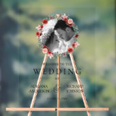 Pink Burgundy Floral Photo Wedding Welcome Sign Acryl Bord (Neutraal)