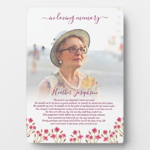 Pink Burgundy Floral Psalm Memorial Fotoplaat