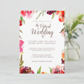 Pink Burgundy Floral Virtual Online Wedding Kaart (Staand voorkant)