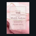 Pink Burgundy Gold Marble Agate 50th Birthday Kaart<br><div class="desc">Elegant en stijlvol roze,  Bourgogne en goudmarmer/agate uitnodiging voor vrouwen om een vijftigste verjaardag te vieren. De tekst is klantgericht,  zodat maak het uw eigen. Neem contact met ons op voor hulp bij aanpassingen of om passende producten aan te vragen.</div>