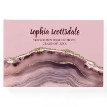 Pink Burgundy Gold Marble Agate Graduparty