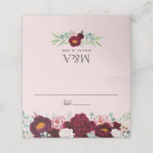 Pink Burgundy Marsala Waterverf Floral Plaatskaartje (Buitenkant ongevouwen)