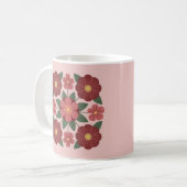 Pink Burgundy Red Flowers Mug Koffiemok (Voorkant links)