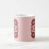 Pink Burgundy Red Flowers Mug Koffiemok (Center)