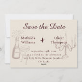 Pink &Burgundy Thin Stripe Invitation Kaart (Achterkant)