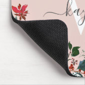 Pink Burgundy Waterverf Roos Floral Monogrammed Muismat (Hoek)