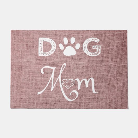 Pink Burlap Dog Mat (Voorkant)