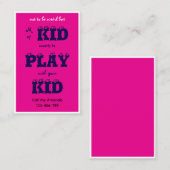 Pink Business Kid's Playdate Card Visitekaartje (Voorkant / Achterkant)