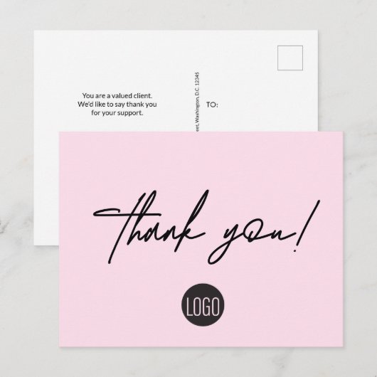 Pink Business Klantwaardering Handlettering Briefkaart (Voorkant / Achterkant)