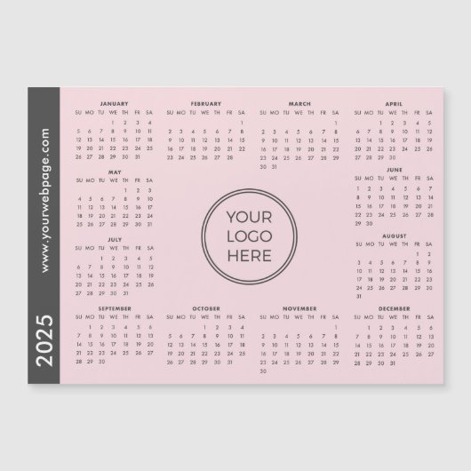 Pink Business Logo 2025 Magnetische Kalender (Voorkant)