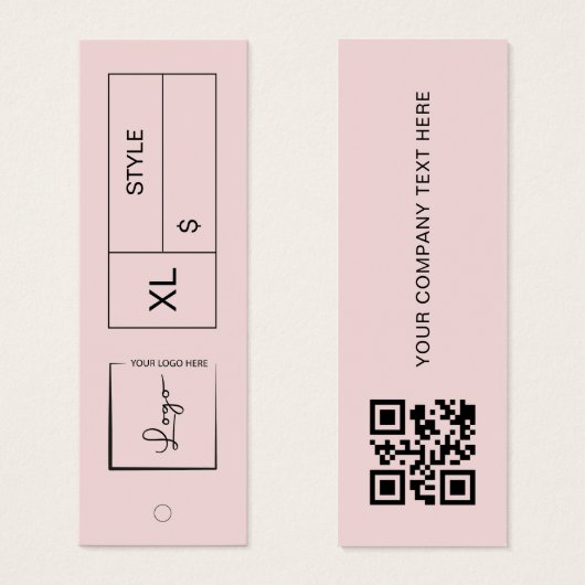 Pink Business Logo Prijslabel QR Code Hang Label Mini Visitekaartjes (Voorkant /achterkant)