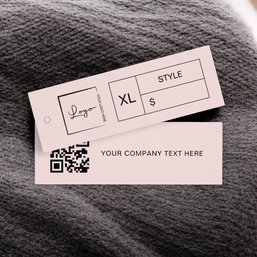 Pink Business Logo Prijslabel QR Code Hang Label Mini Visitekaartjes