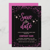 Pink Business party uitnodiging Save the date Glam (Voorkant / Achterkant)