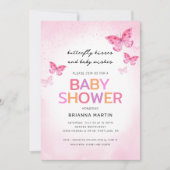 Pink Butterfies Baby shower Uitnodiging (Voorkant)