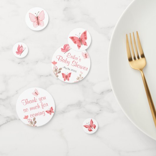 Pink Butterflies and Flowers Baby shower Confetti (Groep)