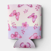 Pink butterflies and flowers pattern blikjeskoeler (Achterkant)