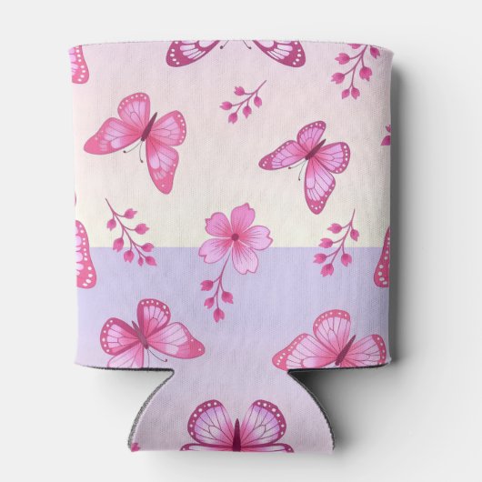 Pink butterflies and flowers pattern blikjeskoeler (Achterkant)