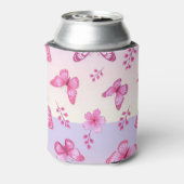 Pink butterflies and flowers pattern blikjeskoeler (Blikje Achterkant)