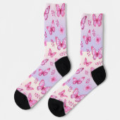 Pink butterflies and flowers pattern sokken (Links)