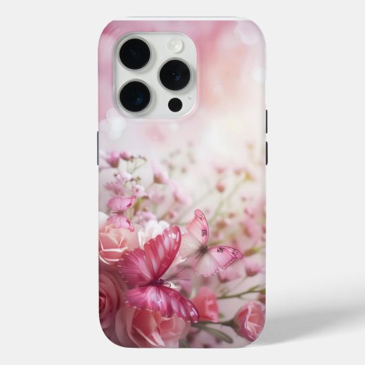 Pink Butterflies and Roses Case-Mate iPhone Case (Achterkant)