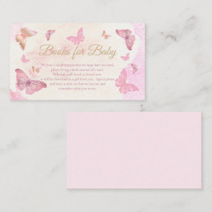 Pink Butterflies Baby shower Boeken voor Baby Informatiekaartje